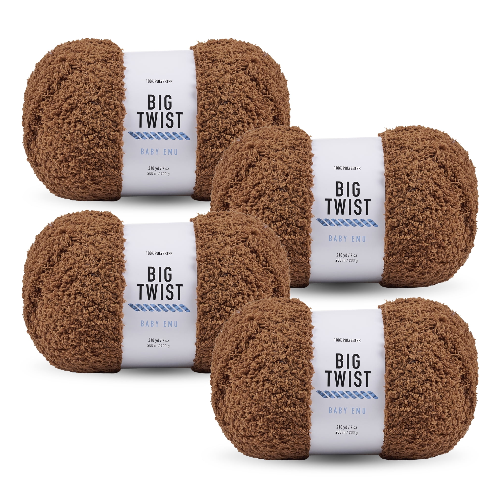 Big Twist Baby Emu 4 Pack Bulky Polyester Yarn, Cocoa, 218 yd, 7 oz