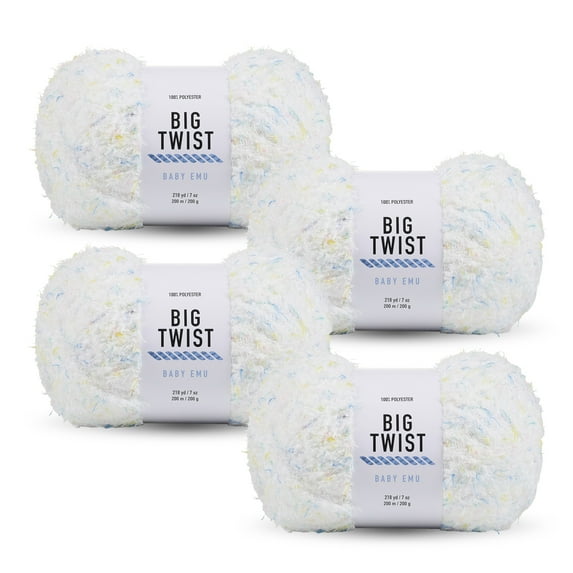 Big Twist Baby Emu 4 Pack Bulky Polyester Yarn, Snowy Owl, 218 yd, 7 oz