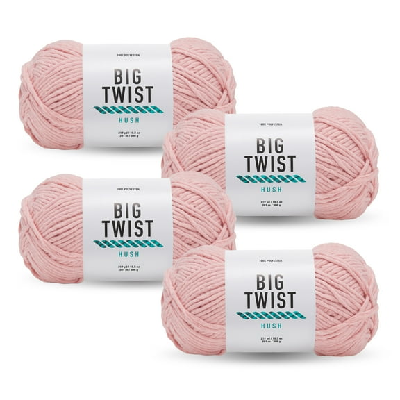 Big Twist Hush 4 Pack Bulky Polyester Yarn, Blush, 219 yd, 10.5 oz