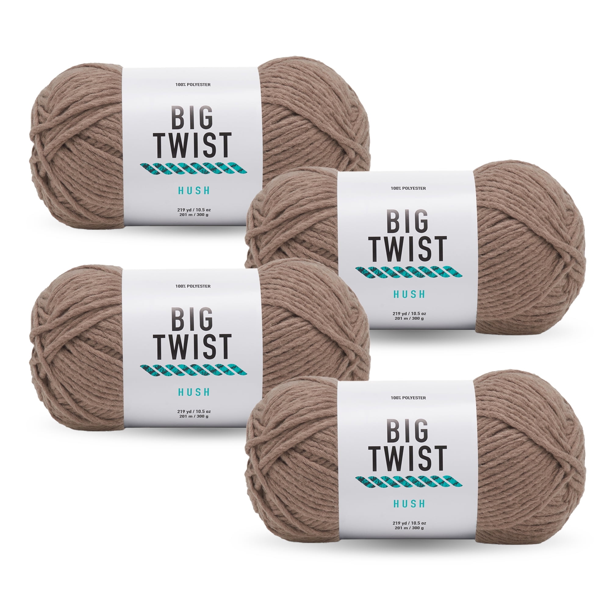 Big Twist Hush 4 Pack Bulky Polyester Yarn, Taupe, 219 yd, 10.5 oz
