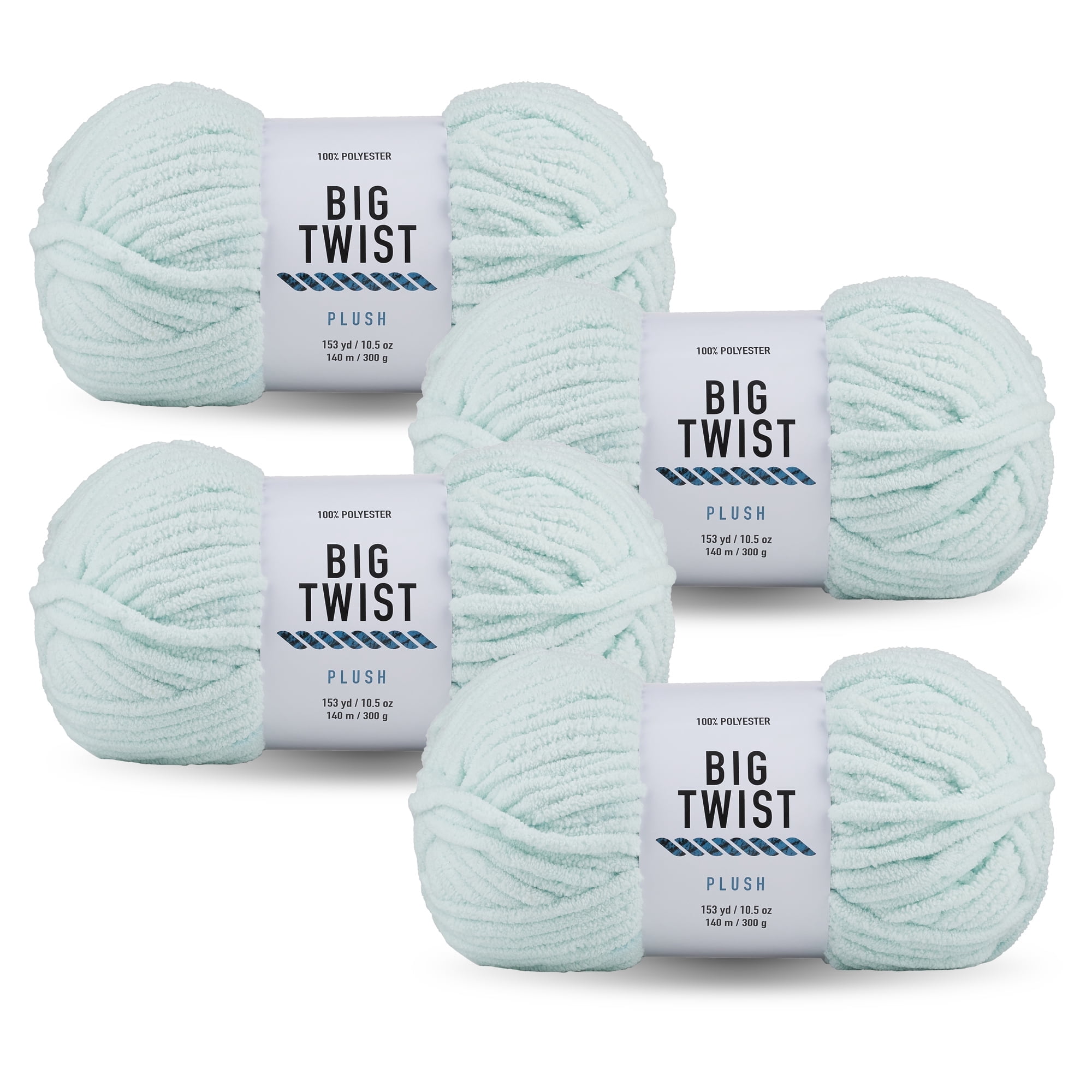 Big Twist Plush 4 Pack Super Bulky Polyester Yarn, Mint, 153 yd, 10.5 oz