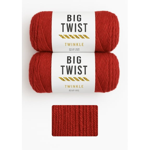 Big Twist Twinkle Yarn Bundle- 2 Pack Red