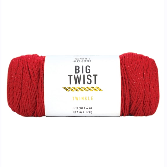 Big Twist Twinkle Yarn - Medium Worsted Sparkle Acrylic Blend - Assorted Colors - 6 oz. Skein - 6-Pack