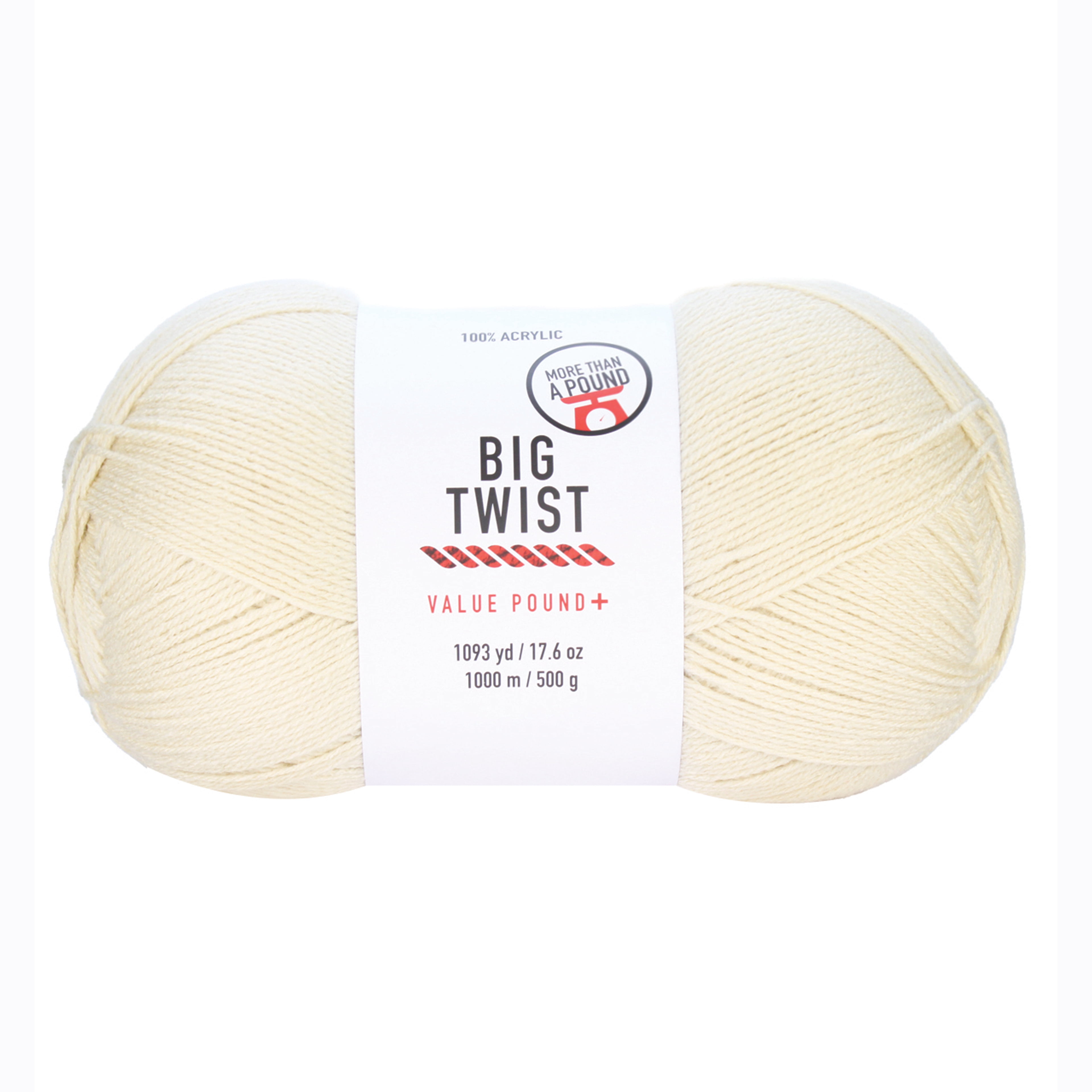 Big Twist Value Pound+ Yarn, Bulk Medium Worsted 100% Acrylic Skeins, Assorted Colors, 17.6 oz, 6-Pack