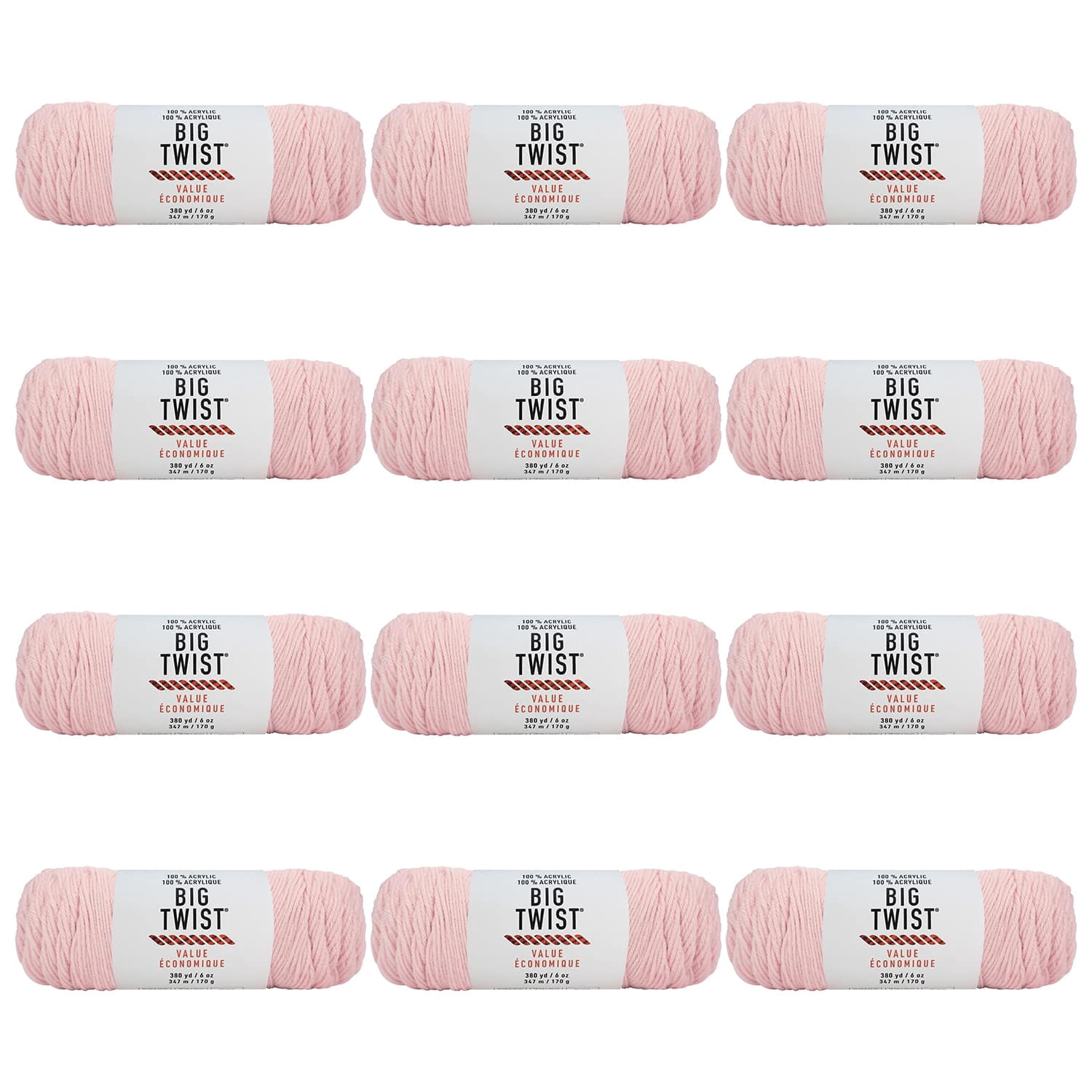 Big Twist, Value Yarn, Baby Pink, 1 ct., Pack 12