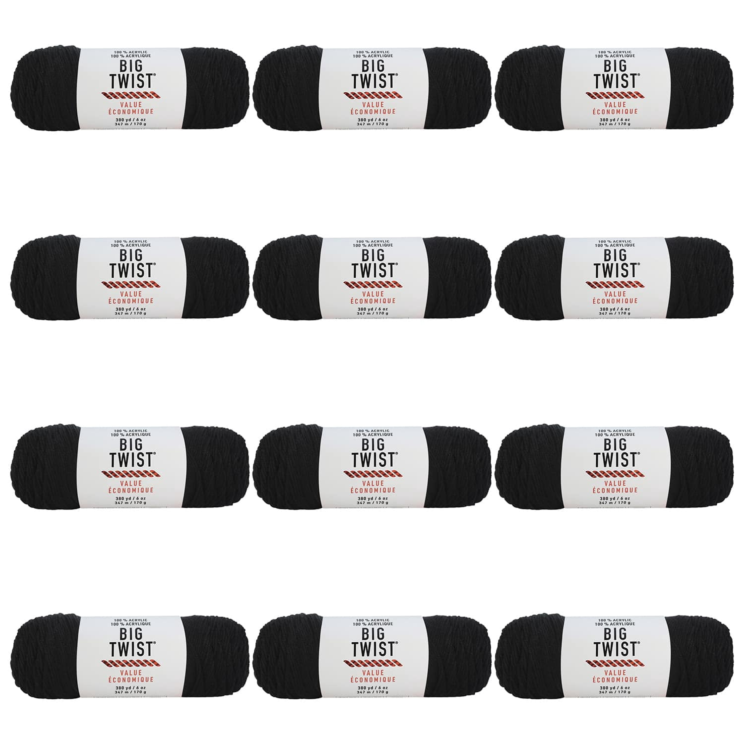 Big Twist, Value Yarn, Black, 1 ct., Pack 12