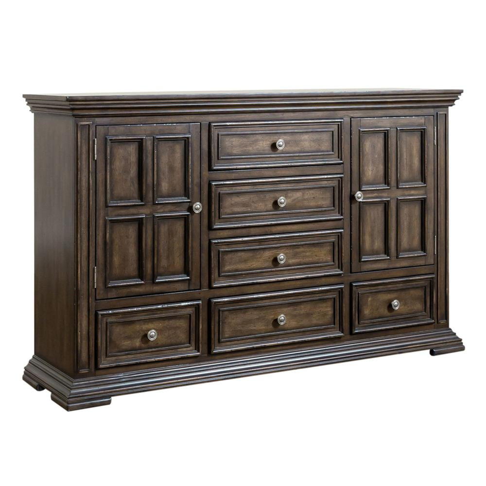 Traditional Brown 6-Drawer Dresser with Dovetail and Felt Lined Drawers
