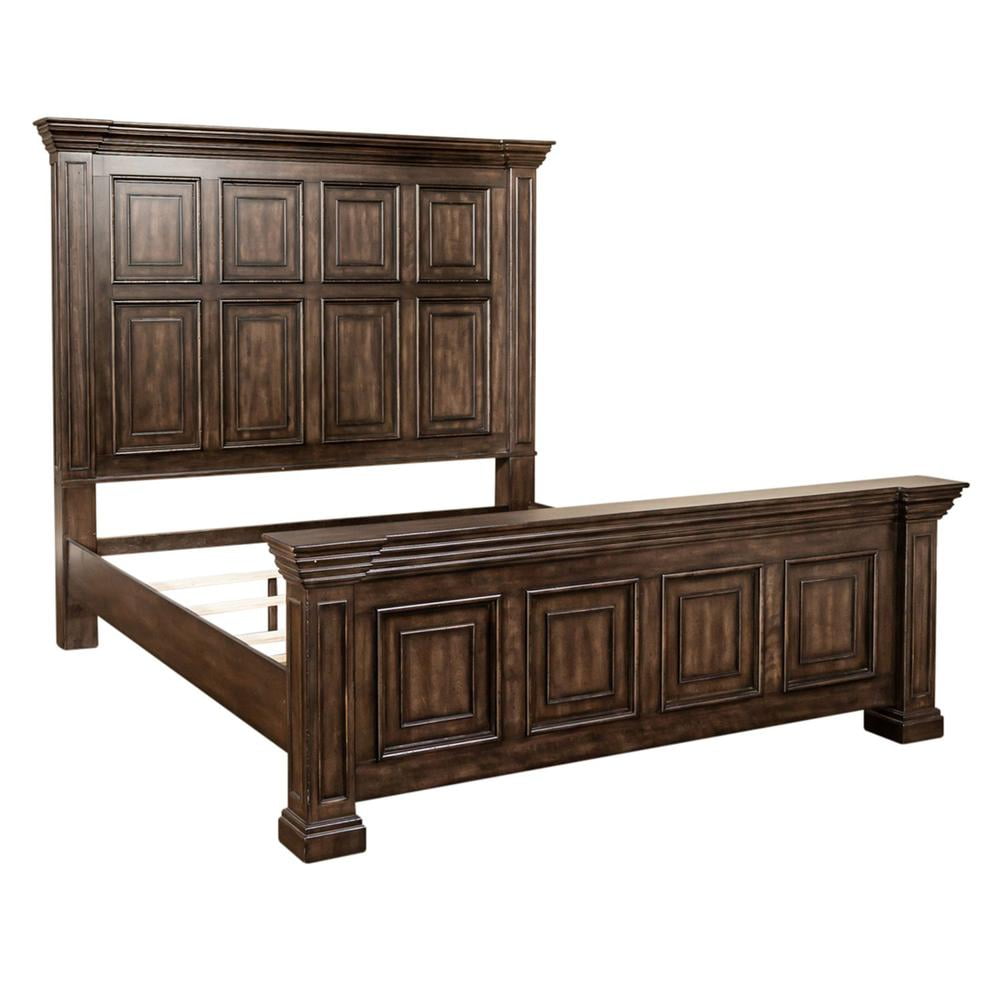 Big Valley Traditional King Panel Bed with Drawer in Light Brown