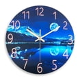 thumbnail image 1 of Blue Wall Clock for Living Room 16 Inch Analog Wall Clocks Battery Operated Modern Moon Clock for Kitchen, 1 of 7
