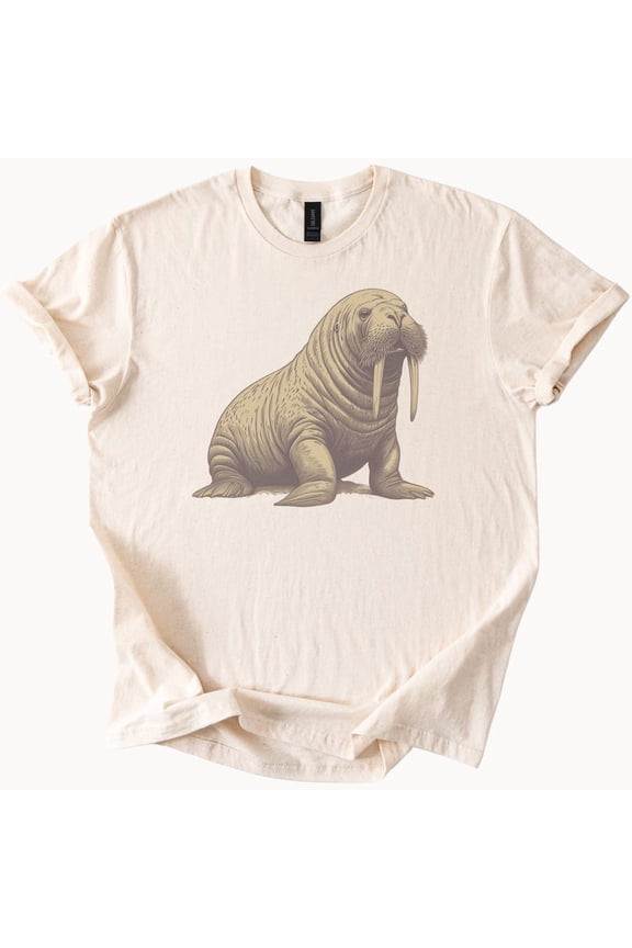 Big Walrus T Shirt Animal Graphic Tee Wildlife Ocean Sea Mammal Shirt Birthday Gifts; For Men & Women