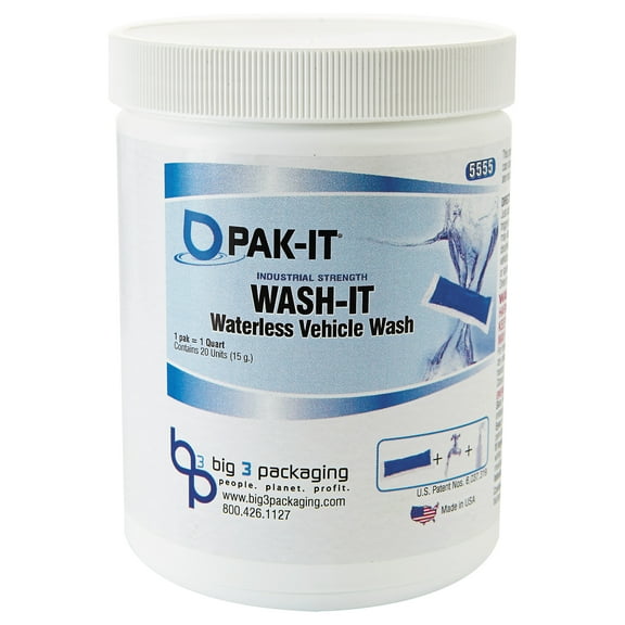 Big 3 Packaging, BIG55552012, Pak-It Wash-It Waterless Vehicle Wash, 20 / Each, Blue