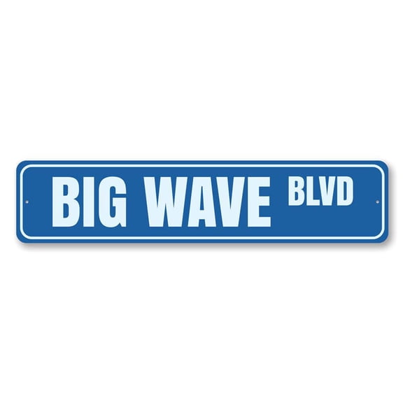 Big Wave BLVD Sign, Custom Beach Street Sign, Ocean Lover Sign, Beach House Decor, Sea Home Decoration Aluminum Sign - 4x18 inches