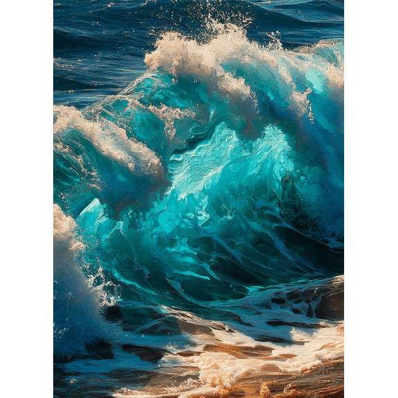 Big Wave Coastal Canvas Wall Art, Tropical Ocean Landscape, Blue Sea Home Decor