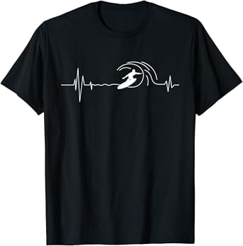Big Wave Surfing Heartbeat - Surfers Beach Lover Surfboard T-Shirt