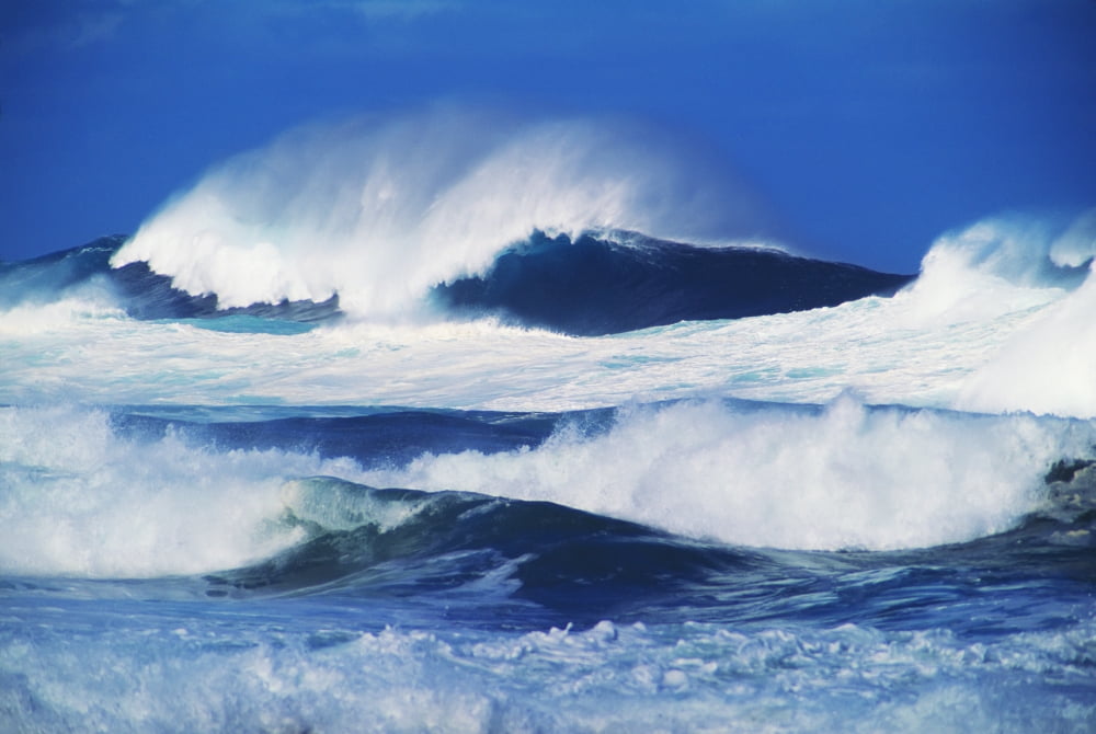 Big Waves Stormy Water With Whitewash And Spray Canvas Art - Carl Shaneff Design Pics (34 x 24)