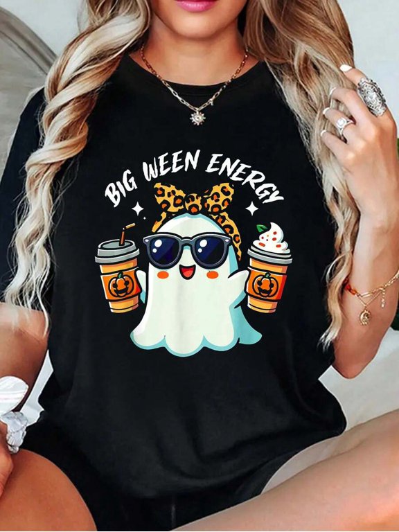 Big Ween Energy Funny Ghost Pumpkin Spice Latte Halloween TShirt