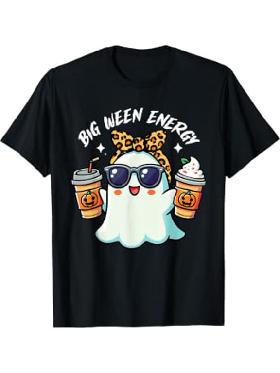 Big Ween Energy Ghost Pumpkin Spice Latte Halloween T-Shirt