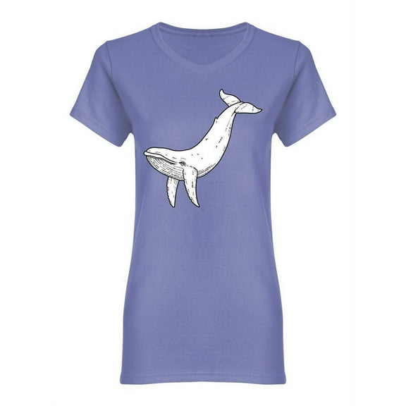 Big Whale Sketch Shaped T-Shirt Women -Image by Shutterstock, Female Medium