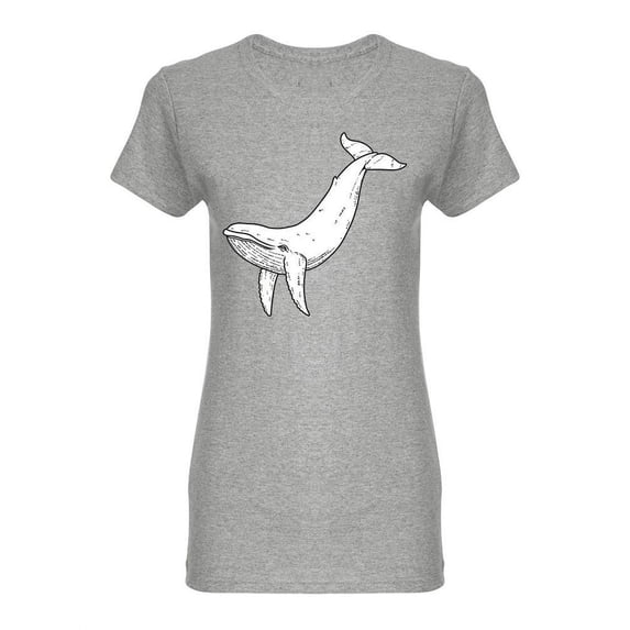 Big Whale Sketch Shaped T-Shirt Women -Image by Shutterstock, Female Small