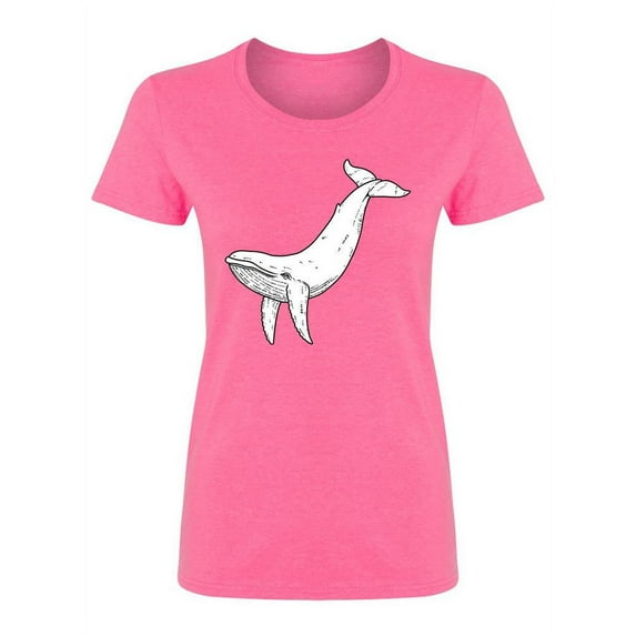 Big Whale Sketch Shaped T-Shirt Women -Image by Shutterstock, Female XX-Large