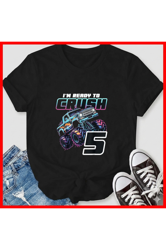Big Wheel Vehicle 5th Birthday Kids Im Ready To Crush 5 Graphic Unisex T-Shirt, up to size 5XL