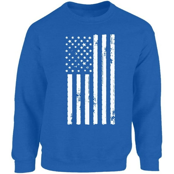 Big White American Flag Graphic Sweatshirt - Happy Independence Day Unisex Crewneck - 4th of July Party Sweater Gifts for Men and Women