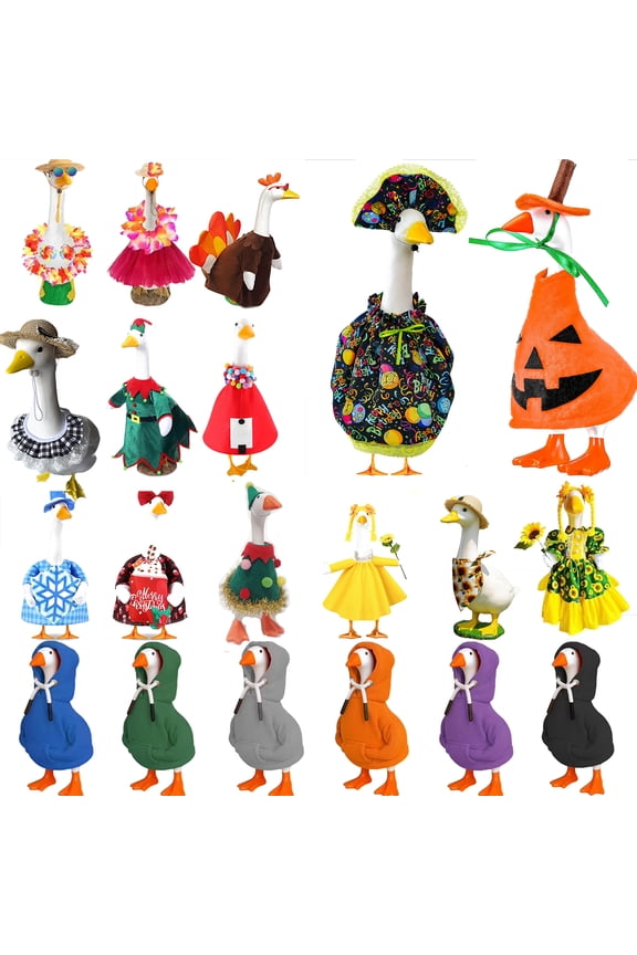 Big White Bee Style Goose Costume Outfit, Cute Lawn Garden Porch Goose Clothes with Bee Dress, Funny Outdoor Patio Yard Decoration for Goose Statue Spring Summer Party Holiday Decor, HAODEJW