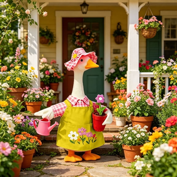 Big White Gooses Festival Decoration, Waterproof Fabric, Holiday Yard Decor Set, Suitable for Easter, Christmas, Thanksgiving, Easy to Use, Cute and Eye-Catching Design Multicoloured