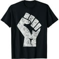 thumbnail image 1 of Big White Raised Fist Salute of Unity Solidarity Resistance T-Shirt, 1 of 4
