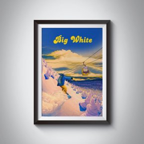 Big White Snowboarding British Columbia Canada Travel Resort Kelowna Rocky Mountains Snow Ghosts Poster , Poster Print Only