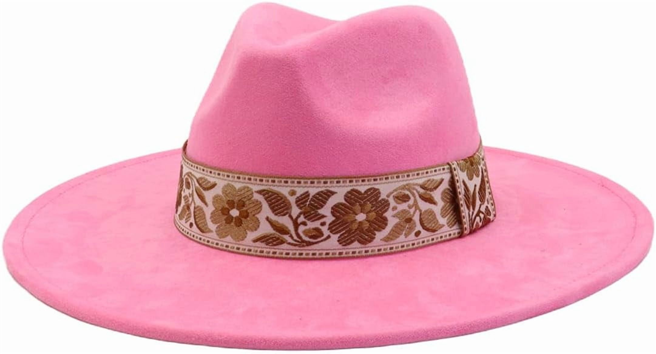 Wide Brim Felt Rancher Fedora Hat - Western Boho Unisex Mens Wool Felt Fedora: Fall Wide Brim Cowboy Rancher Hat  main image 2