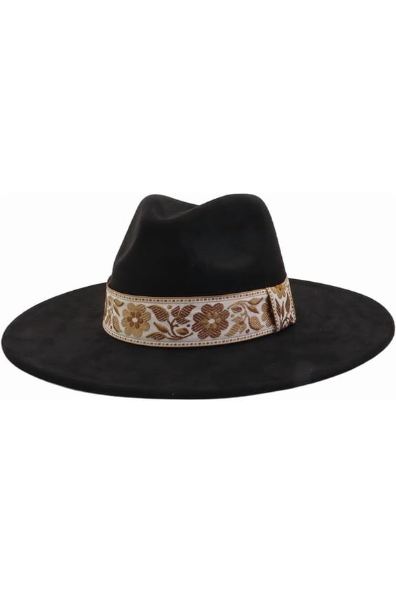 Big Wide Brim Boho Western Hat for Women and Men Felt Rancher Fedora Hat