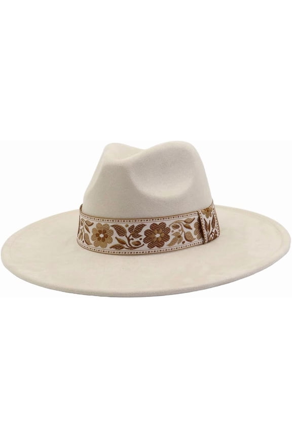 Big Wide Brim Boho Western Hat for Women and Men Felt Rancher Fedora Hat
