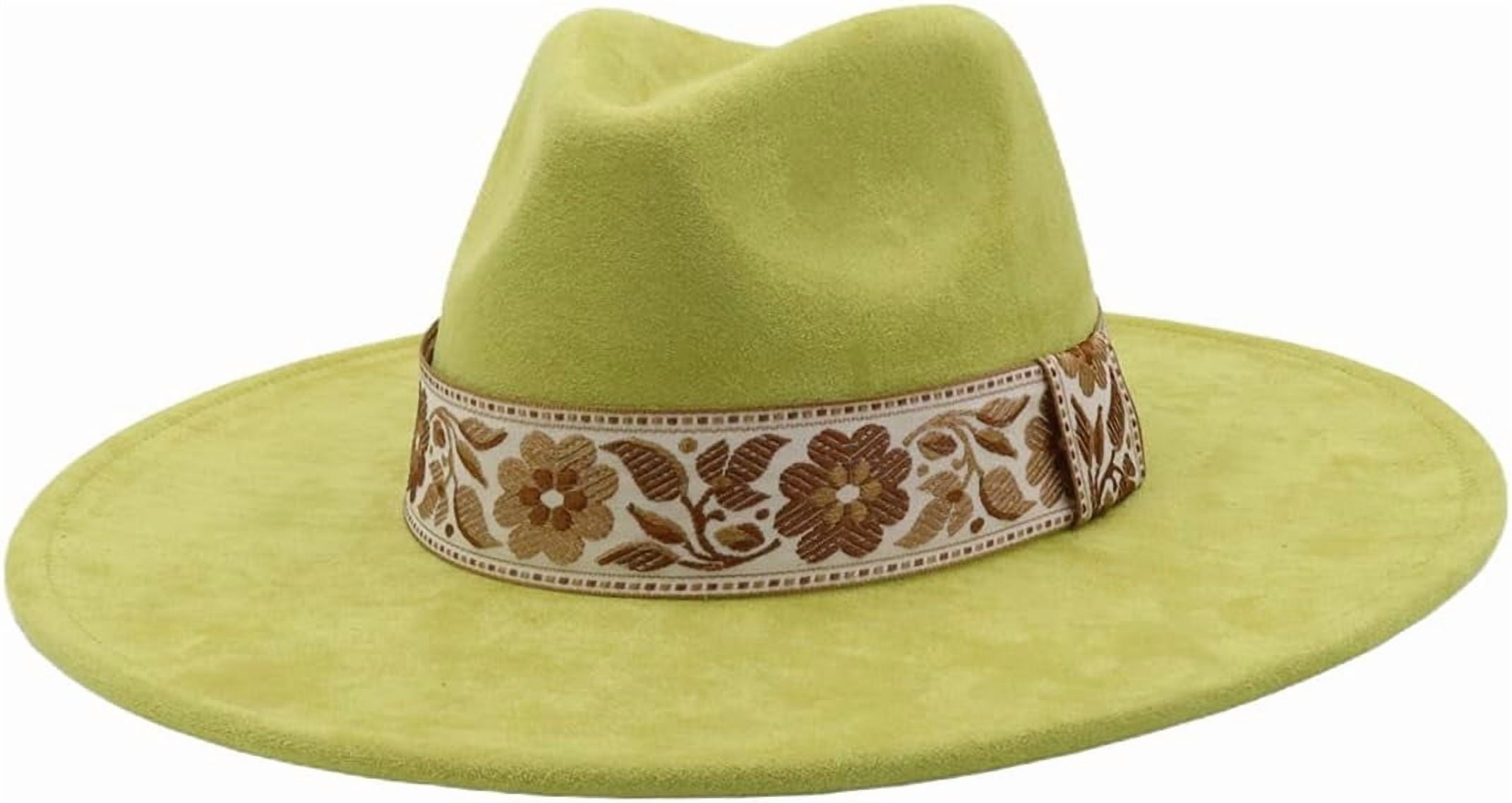 Wide Brim Felt Fedora Hat - Boho Western Unisex Adjustable 1_6cec12f8-a0a6-4a93-aa23-  main image 3