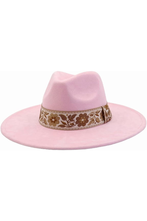 Big Wide Brim Boho Western Hat for Women and Men Felt Rancher Fedora Hat