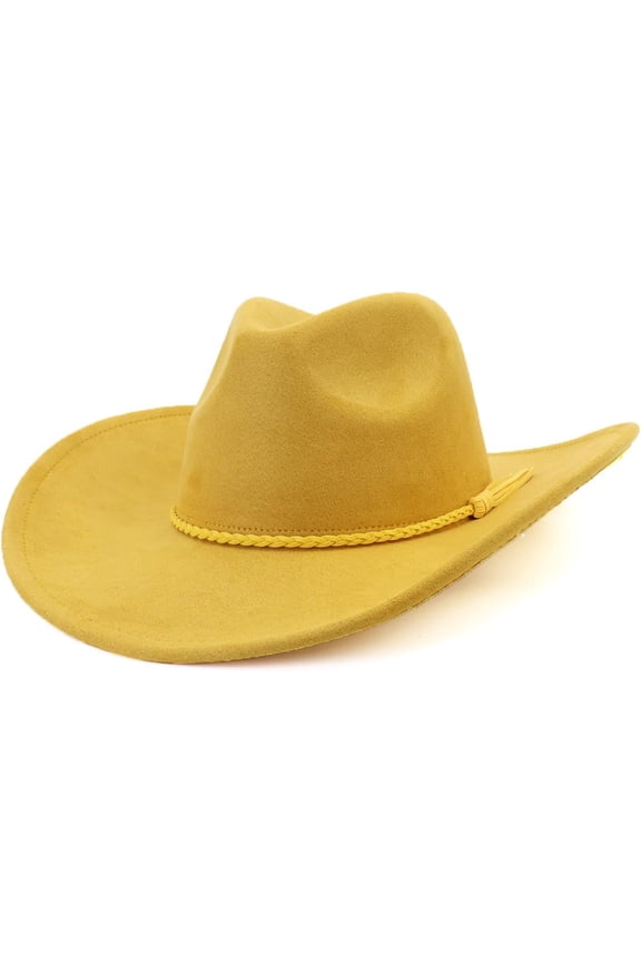 Big Wide Brim Cowboy Hat for Women Men Suede Western Cowgirl Hats Large Panama Rancher Hat