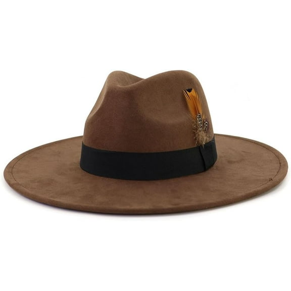 Big Wide Brim Fedora Hats for Women Men Western Suede Hat Panama Hat Outdoor Hats