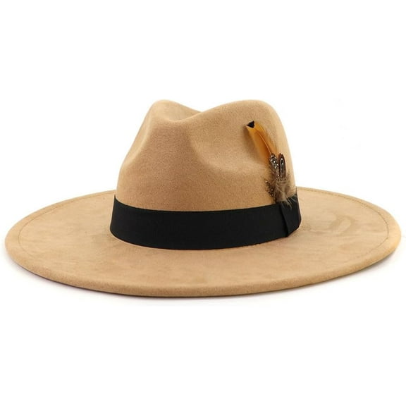 Big Wide Brim Fedora Hats for Women Men Western Suede Hat Panama Hat Outdoor Hats