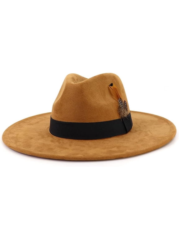 Big Wide Brim Fedora Hats for Women Men Western Suede Hat Panama Hat Outdoor Hats