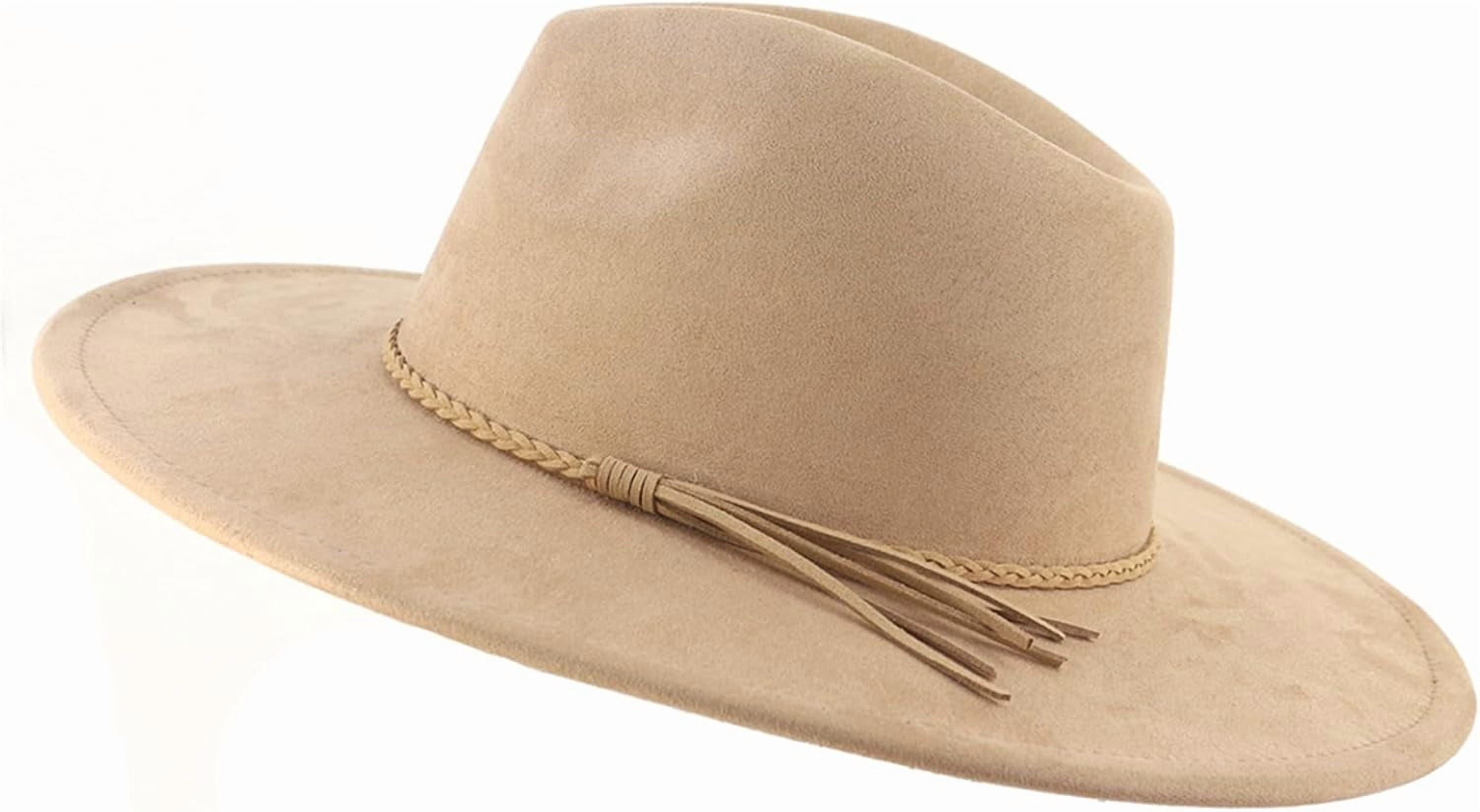Wide Brim Suede Fedora Hat - Unisex Western Rancher Hat Vegan Suede Cowboy Hat 95cm Wide Brim Rancher Hat For  main image 3