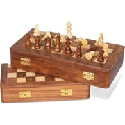 Big Wood Works Rosewood Foldable Travel Chess Set for Blind and Visually Impaired Players Tactile Raised Board Pegged Chess Pieces Large 12 Inch Accessible Chess Game for Low Vision Adults