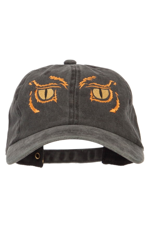 Big Yellow Eyes Embroidered Unstructured Cotton Cap - Black OSFM