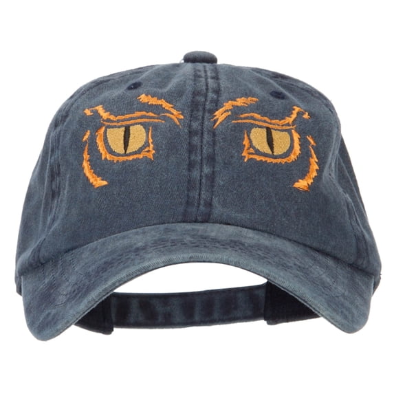 Big Yellow Eyes Embroidered Unstructured Cotton Cap - Navy OSFM