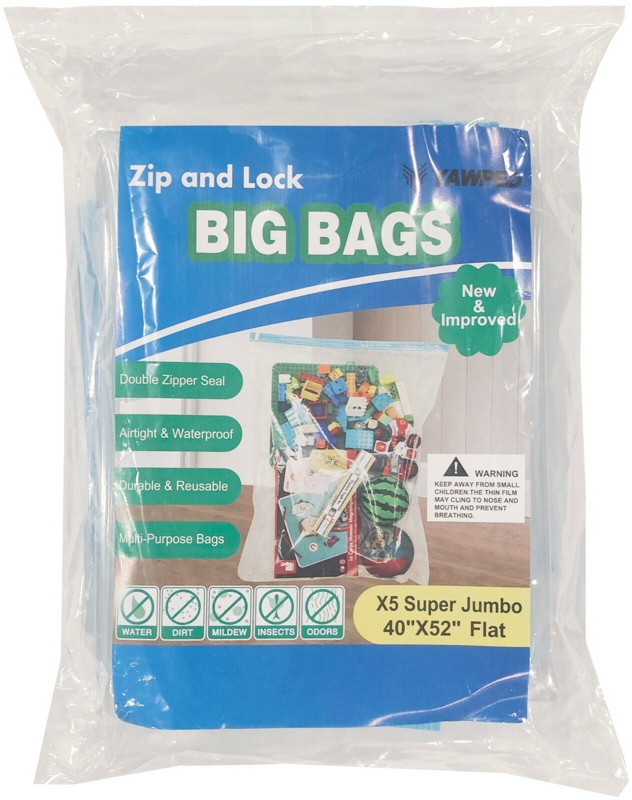 1 BIG 20 gallon JUMBO ZIPLOC XXL Clear Plastic BAG Large clothes storage  ZipLock