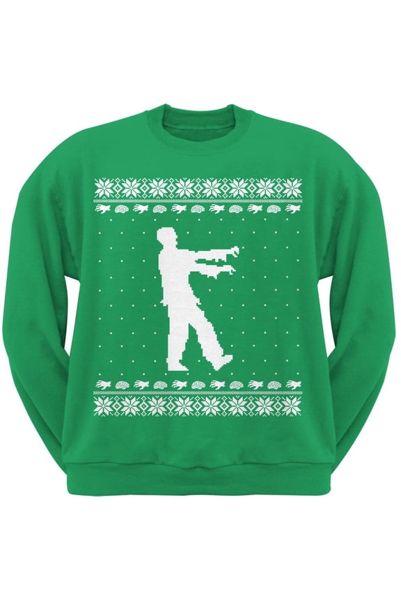 Big Zombie Ugly Christmas Sweater Green Sweatshirt - Medium