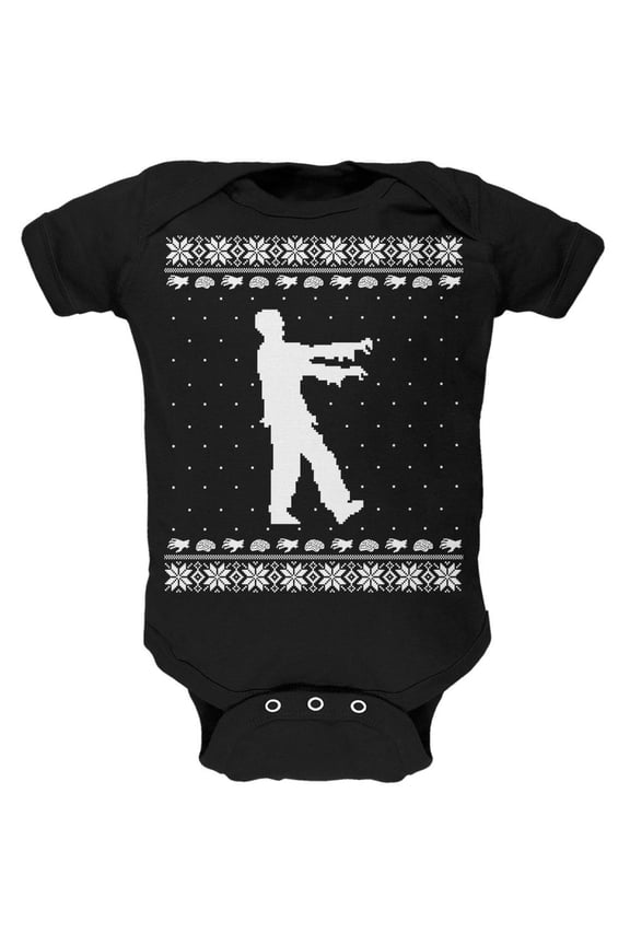 Big Zombie Ugly XMAS Sweater Black Soft Baby One Piece - 12-18 months