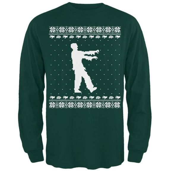 Big Zombie Ugly XMAS Sweater Forest Adult Long Sleeve T-Shirt - Medium