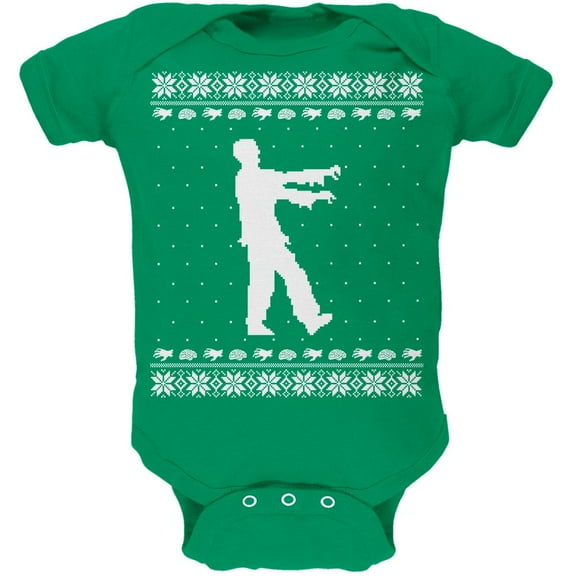 Big Zombie Ugly XMAS Sweater Kelly Green Soft Baby One Piece - 9-12 months