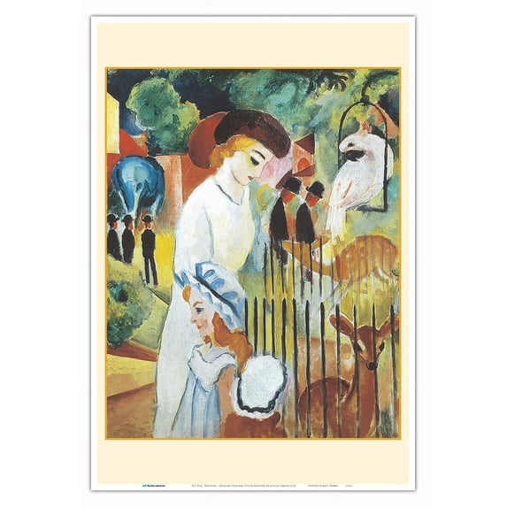 Big Zoo, Triptych (Großer Zoologischer Garten, Triptychon) - From an Original Color Painting by August Macke c.1913 - Master Art Print (Unframed) 13in x 19in