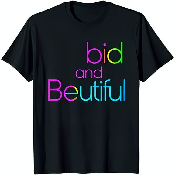Big and Beautiful Rainbow Text Black T-Shirt Bold Graphic Tee for All Sizes